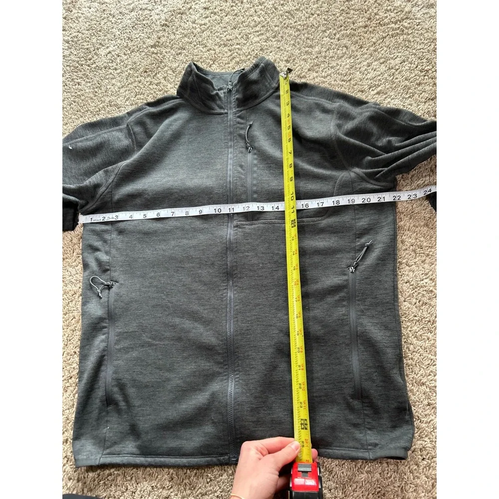 The North Face Mens Full Zip Fleece Jacket Gray Heather Mock Neck Medium Hiking‎
